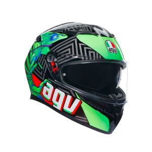 CASCO AGV K3 E2206  KAMALEON BLACK/RED/GREEN