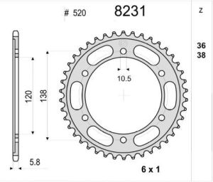 Corona Honda Ognibene 38 dientes (sin goma)