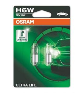 2 unidades Osram H6 12V, 6W tripe duracion (2 uds) casquillo BAX9s