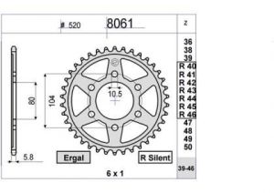 CORONA PROF.ALUMINIO KAWA ZX6 98(520) 46 D mod 8061