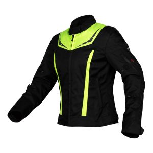 Chaqueta corta de moto mujer Invictus Diana  Black fluo