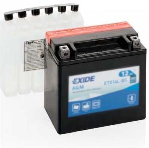 ETX14L-BS Batería moto EXIDE (incluye tornillos Harley y Polo + Derecha)