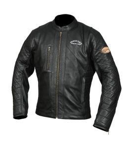 Chaqueta de moto cuero vintage Hector negra