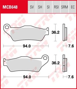 Pastillas De Freno Trw Sinter Ducati Monster620/695/800 Ant.MCB648SV