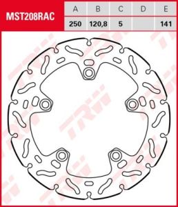 Disco de freno fijo RACING TRW  MST208RAC