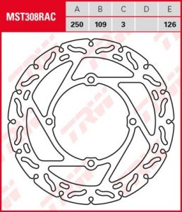 Disco de freno fijo RACING TRW  MST308RAC