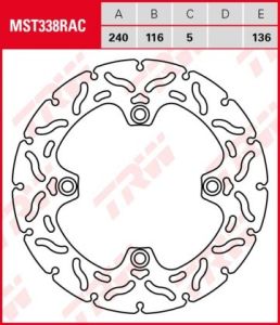 Disco de freno fijo RACING TRW  MST338RAC