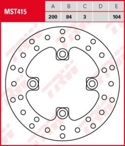 Disco de freno fijo TRW  MST415