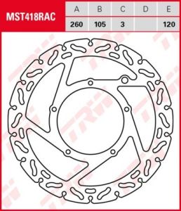 Disco de freno fijo RACING TRW MST418RAC