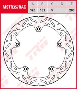 Disco de freno fijo RACING BMW no necesita tornilleria adicional TRW  MSTR357RAC