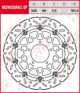 Disco de freno flotante EXCLUSIVAMENTE RACING TRW MSW237RAC