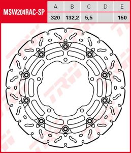 Disco de freno flotante EXCLUSIVAMENTE RACING TRW MSW204RAC-SP