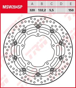 Disco de freno flotante EXCLUSIVAMENTE RACING TRW MSW204SP