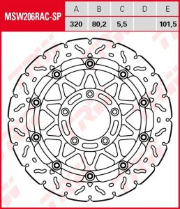Disco de freno flotante EXCLUSIVAMENTE RACING TRW MSW206RAC-SP