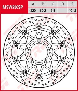 Disco de freno flotante EXCLUSIVAMENTE RACING TRW MSW206SP