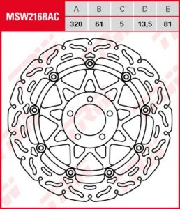 Disco de freno flotante  RACING TRW  MSW216RAC