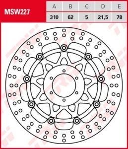 Disco de freno flotante  TRW  MSW227