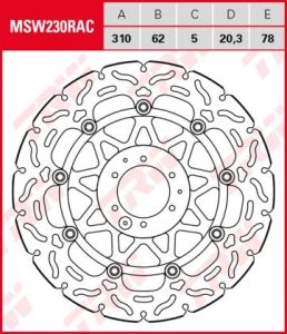 Disco de freno flotante  RACING TRW  MSW230RAC
