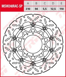 Disco de freno flotante EXCLUSIVAMENTE RACING TRW MSW240RAC-SP