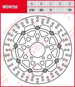 Disco de freno flotante  TRW  MSW250