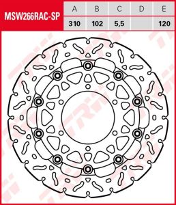 Disco de freno flotante EXCLUSIVAMENTE RACING TRW MSW266RAC-SP