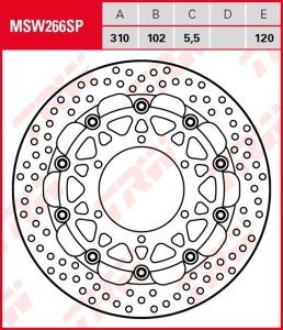 Disco de freno flotante EXCLUSIVAMENTE RACING TRW MSW266SP