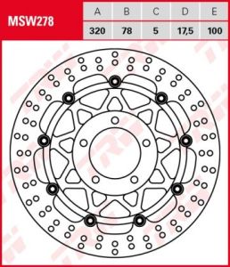Disco de freno flotante  TRW  MSW278