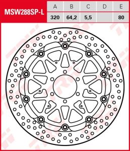 Disco de freno flotante EXCLUSIVAMENTE RACING TRW MSW288SP-L